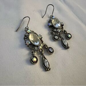 Vintage Silver Rhinestone Dangle Earrings